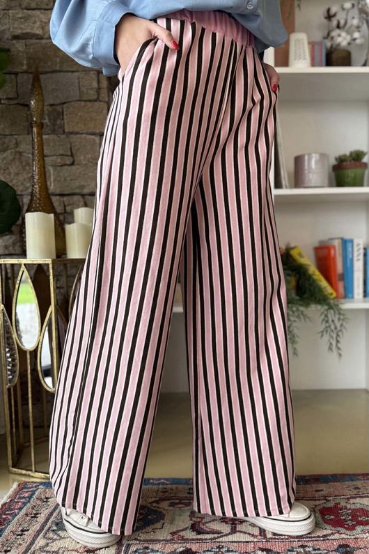 Marlowe Stripe Wide Leg Lounge Trouser Pink